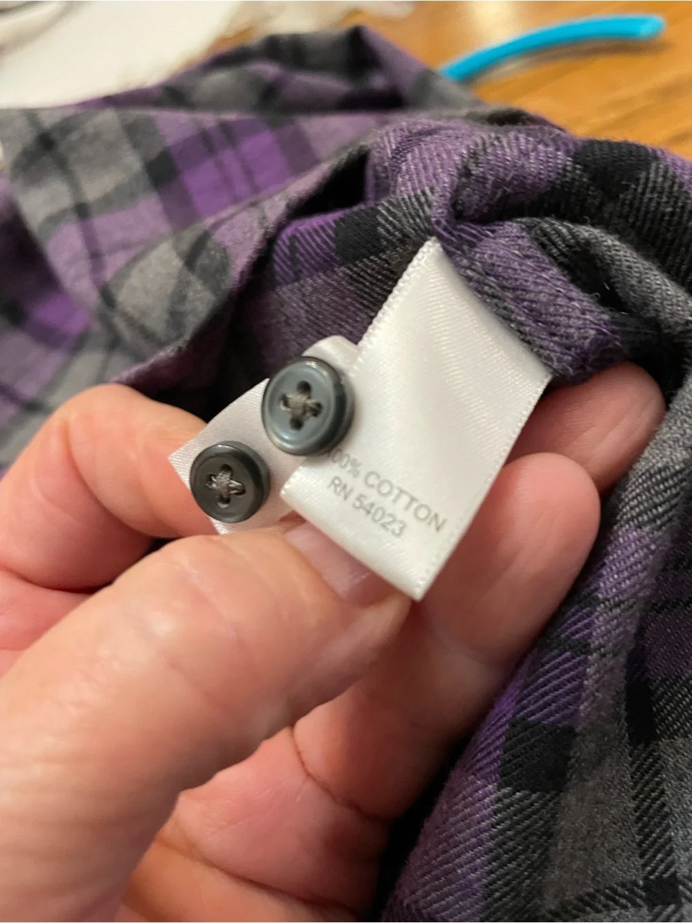 Banana Republic Men’s Purple & Gray Cotton Plaid Button-Up Shirt